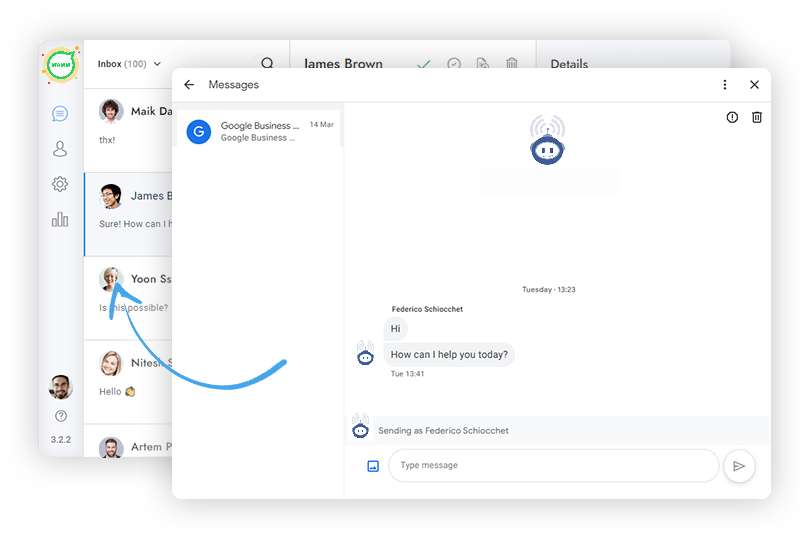 Google Business Messages chat integration